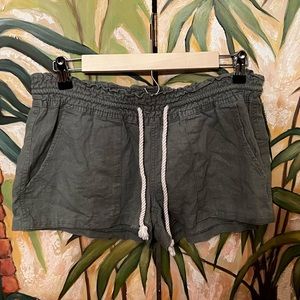 Roxy Olive Green Oceanside Elasticized Tie Shorts